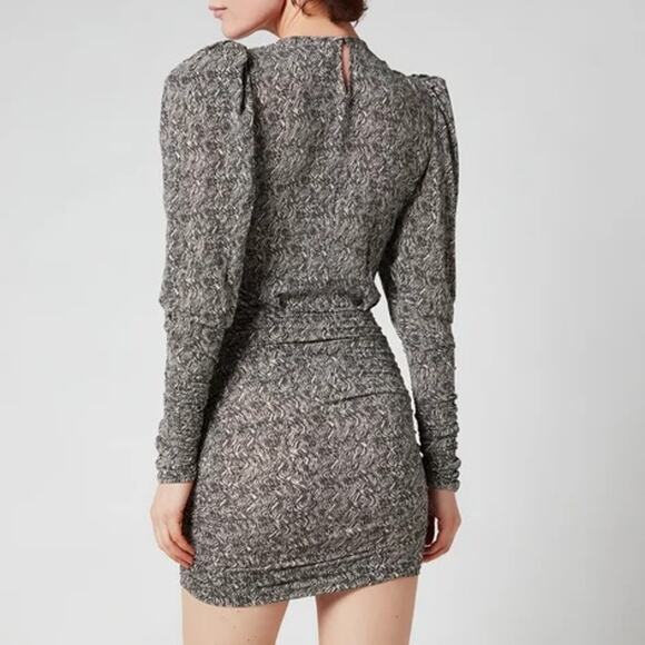 Isabel Marant Etoile Women's Ghita Printed Jersey Dress - Ecru/Black NWT M - Picture 2 of 8